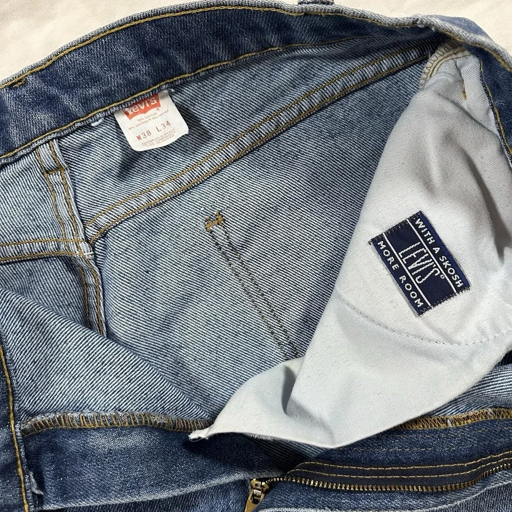 90s Levis Jeans‎ 38x34 Orange & Silver Tab With Skosh More Room Blue Denim Wash
